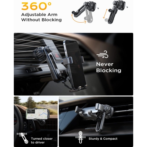 A Car Phone Holder Mount 2024 Gravity Phone Mount Holder For Car Vent With Extention&Short Air Vent Clip Never Blocking Cell Phone Holder For Car