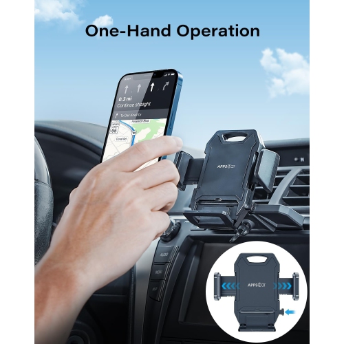 A Sturdy CD Slot Phone Mount with One Hand Operation Design, Hands-Free Car Phone Holder Universally Compatible with All iPhone & Android Cell