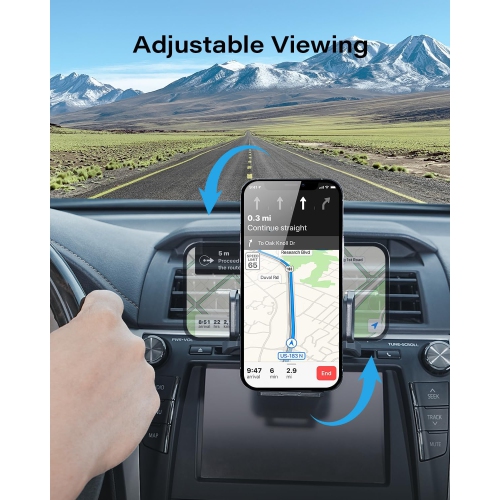 A Sturdy CD Slot Phone Mount with One Hand Operation Design, Hands-Free Car Phone Holder Universally Compatible with All iPhone & Android Cell