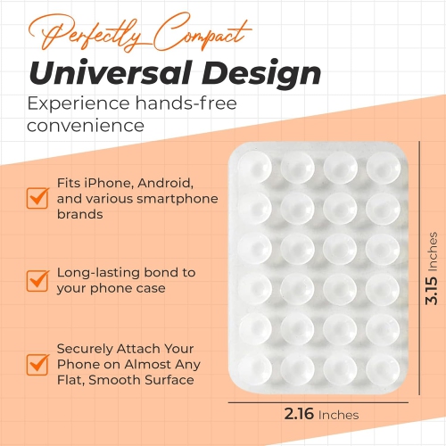 Silicone Suction Phone case by Suction Pal 2.0, iPhone Sticky Grip, 2 Pack for Selfies and Videos, Strong Phone Suction Grip with 24 Powerful Cups,