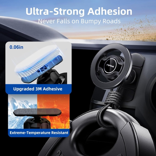 p for MagSafe Car Mount Dashboard, [Upgrade Adhesive] Universal Magnetic Phone Holder for Car Dash, Strong Magnets Cell Phone Holder Inclined Fit for