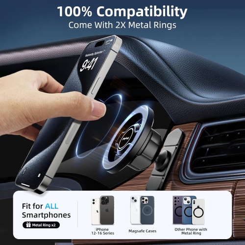 p for MagSafe Car Mount Dashboard, [Upgrade Adhesive] Universal Magnetic Phone Holder for Car Dash, Strong Magnets Cell Phone Holder Inclined Fit for