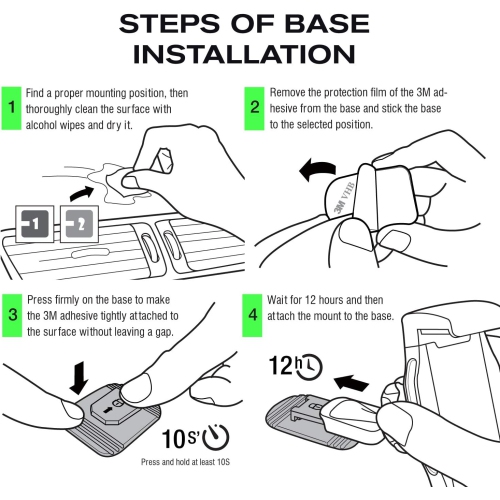 J Car Phone Holder Phone Car Mount with Stick On Base Cell Phone Car Mount Sticky Adhesive Mount Holder for for 4 inches to 6.5 inches Smartphones