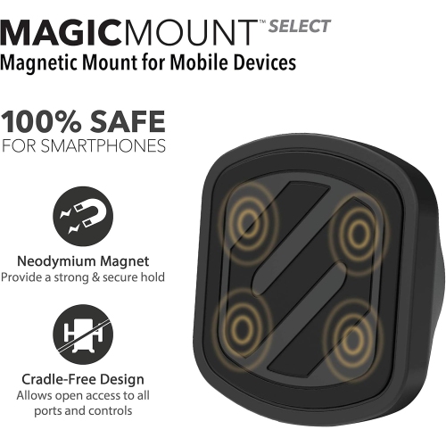 S MMWSM-XCES0 MagicMount Select Magnetic Phone, GPS or Tablet Suction Cup Mount, 360 Degree Adjustable Head, StickGrip Suction Cup Car Mount, Black