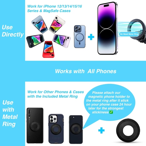 A Magnetic Phone Holder Base with 1 Ball Mount Adapter for MagSafe Compatible with RAM Mounts Double Socket Arm for iPhone 16/15/14/13/12 Series