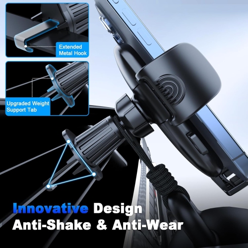(2025 Ultra-Stable)Car Phone Holder for Horizontal/Vertical Vent(Upgraded Hook Clip)(Fit Thicker Case)Universal Cellphone Stand Car Mount Cradle for
