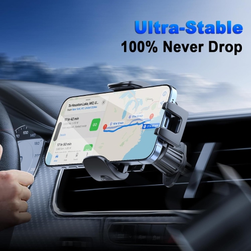 (2025 Ultra-Stable)Car Phone Holder for Horizontal/Vertical Vent(Upgraded Hook Clip)(Fit Thicker Case)Universal Cellphone Stand Car Mount Cradle for