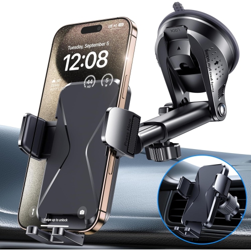 OECECA  Car Phone Holder [Upgrade Suction Cup & Stable Clip] Phone Mount for Car Windshield Dashboard Air Vent Universal Automotive Accessories Cell