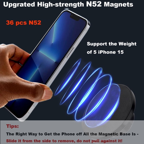 R Magnetic Phone Mount Base for MagSafe and 17mm Ball Mounts, Phone Car Mount Accessory [Upgrated Stronger Magnets]