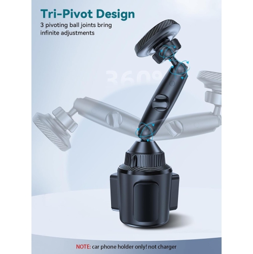 E Magnetic Cup Holder Phone Cradle for Magsafe, [Powerful Magnet] Flexible Tri-Pivot Cup Phone Holder for Car, Tesla, Truck, SUVs, Compatible with