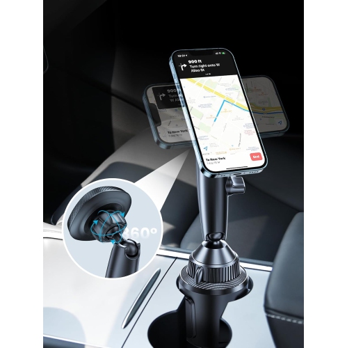 E Magnetic Cup Holder Phone Cradle for Magsafe, [Powerful Magnet] Flexible Tri-Pivot Cup Phone Holder for Car, Tesla, Truck, SUVs, Compatible with