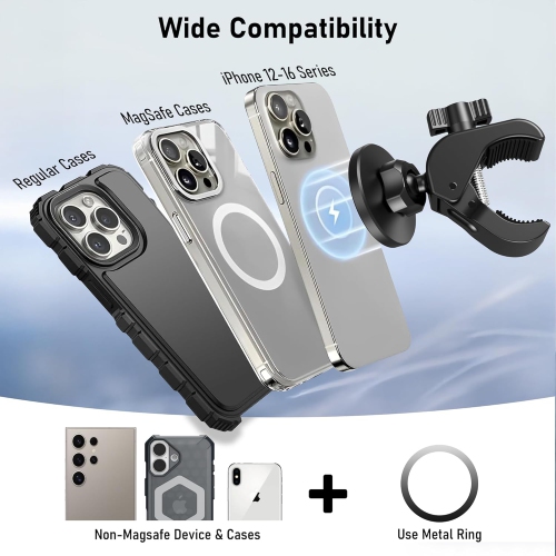 T Magnetic Phone Holder Clamp Mount – 20 x N52 Strong Magnet Mount for Gym, Spin Bike, Treadmill, Stroller, Handlebar, Shopping Cart, Golf Cart –