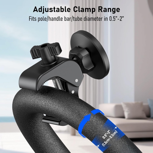 T Magnetic Phone Holder Clamp Mount – 20 x N52 Strong Magnet Mount for Gym, Spin Bike, Treadmill, Stroller, Handlebar, Shopping Cart, Golf Cart –