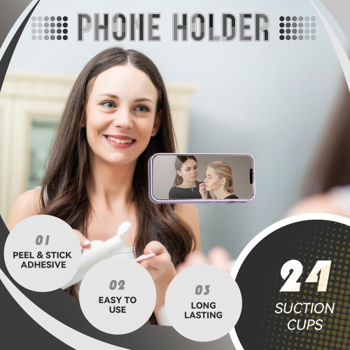 M Silicone Suction Phone Case Adhesive Mount- Phone Sticky Grip for iPhone and Android, Hands-Free Sticky Cell Phone Grip, Mobile Fidget Mirror