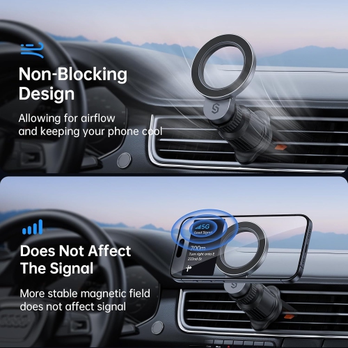 S for MagSafe Car Mount - 360° Rotatable Magnetic Phone Holder for Your Car Vent, Hands-Free Car Air Vent Mount, Compatible with iPhone 16, 15 Pro