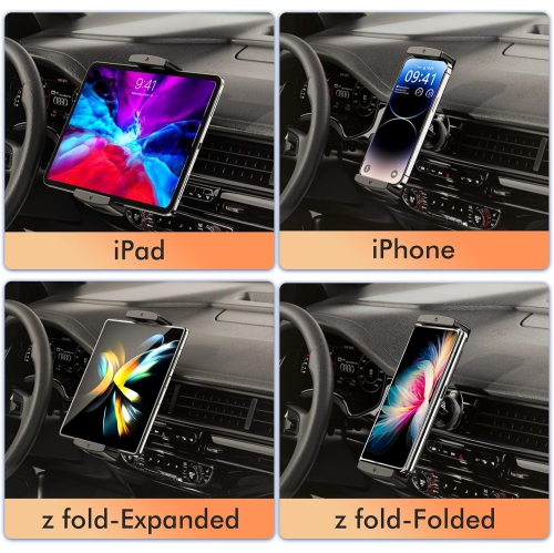 O for Z Fold 6 Car Mount, 360° Rotatable Car Vent Phone Tablet Mount, Phone Holders for Your Car for Samsung Galaxy Fold 6 5 4 3 2 Google Pixel 9 Pro