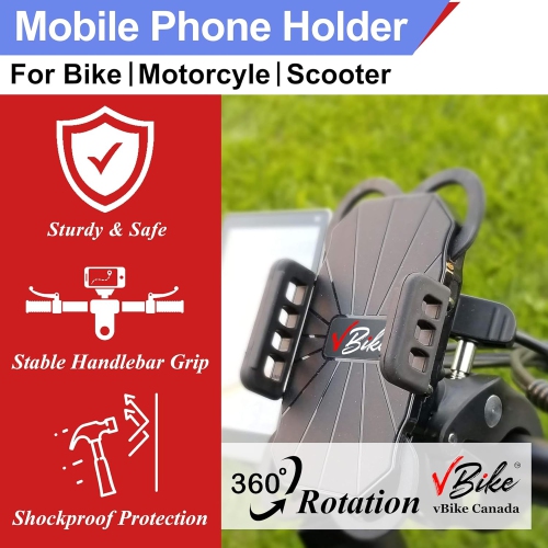 v Motorcycle Phone Mount, Phone Holder, Scooter, Golf Cart, Bicycle, Stroller, Harley, MTB, and ATV Handlebar, Anti Vibration Heavy-Duty 360° Mount