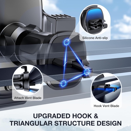 M Phone Holder for Car Air Vent(Stability via Clip & Metal Hook) Car Phone Holder Mount, 360°Cell Phone Holder Car Mount Fits iPhone 16 15 Pro Max 14
