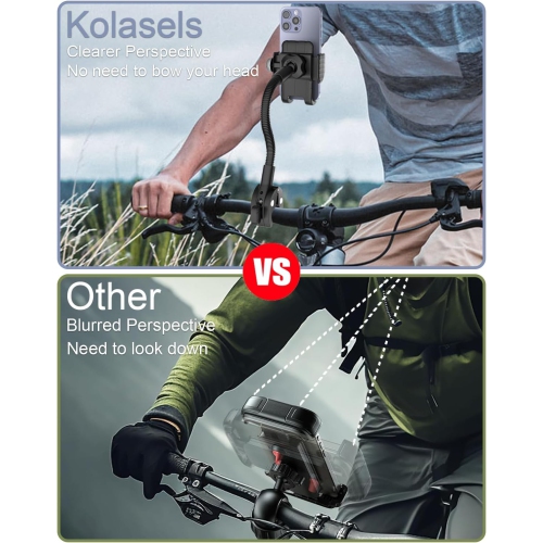 K Gooseneck Phone Mount for Exercise Bike, Spin Bike Phone Holder, Handlebar Cell Phone Clamp for Bicycle, Wheelchair, Scooter, Treadmill fit iPhone