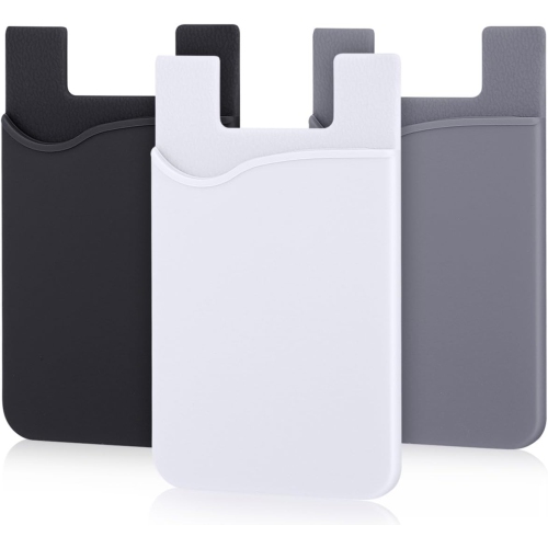 Phone Card Holder, P 3 Pack Silicone Adhesive Credit Card Holder for Back of Phone, Stick on Phone Wallet Pocket Sleeve Compatible for iPhone 15 14