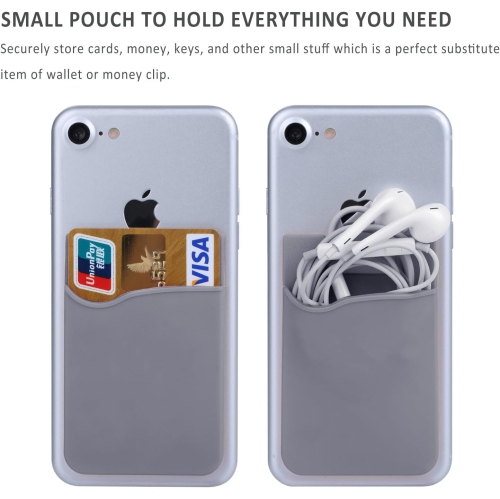 Phone Card Holder, P 3 Pack Silicone Adhesive Credit Card Holder for Back of Phone, Stick on Phone Wallet Pocket Sleeve Compatible for iPhone 15 14