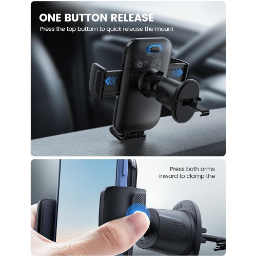 L 2025 Wider Clamp & Metal Hook Car Phone Holder Vent [Thick Cases Friendly] Phone Holders for Your Car Mount Automobile Hands Free Cradle Air Vent