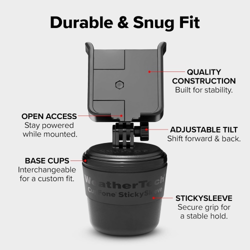 W CupFone, Universal Cup Holder Phone Mount for Cars – Adjustable & Secure Fit with Open Access for Charging – Compatible with iPhone, Android