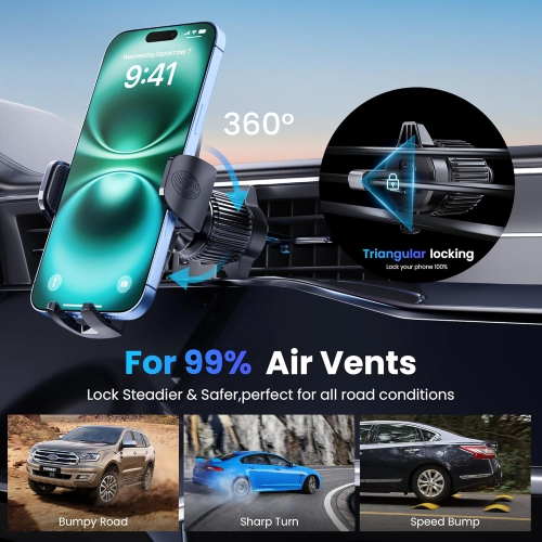 T Car Phone Holder, Universal Phone Mount for Car Dashboard&Windshield&Air Vent,Super Suction Dash Cellphone Car Mount Stand for iPhone