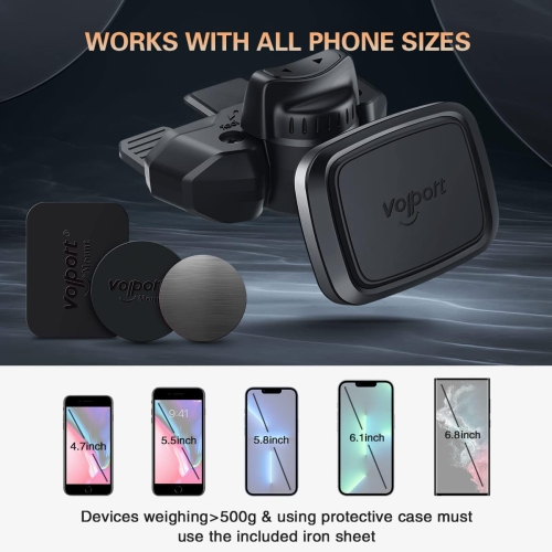 v CD Slot Magnetic Car Mount - Universal 360° Magnetic Holder for Smartphones, Mini Tablets, GPS - Compatible with iPhone 15/14/13/12/11 Pro Max,