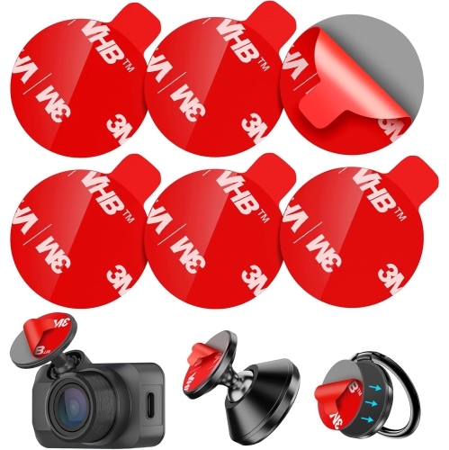 6Pcs Double Sided Adhesive Tape Replacement for Dashboard Car Magnetic Mount, 25mm(0.98in) Round Heat Resistant 3M Sticky Pad for Phone Ring Holder,