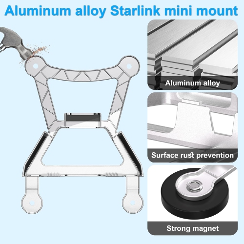 Starlink Mini Mount,Aluminum Alloy Starlink Mini Magnetic Mount,Portable Starlink Mini Car Mount for Metal Roof-Silver