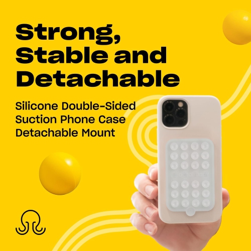 O Double - Silicone Double-Sided Suction Phone Case Detachable Mount - Hands-Free, Strong Grip Holder for Selfies & Videos - iPhone & Android