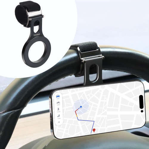 V Magnetic Phone Holder for Tesla, Steering Wheel Phone Holder,Steering Wheel Phone Mount for MagSafe Car Holder, Work on All Phones,Magnetic Ring