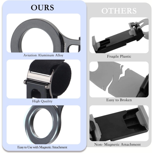 V Magnetic Phone Holder for Tesla, Steering Wheel Phone Holder,Steering Wheel Phone Mount for MagSafe Car Holder, Work on All Phones,Magnetic Ring