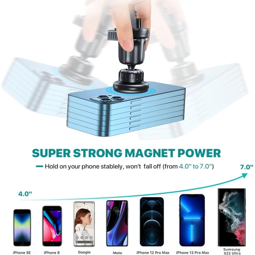[Holder Expert] M Magnetic Phone Holder for Car, [Upgraded Steel Hook&Strong Magnets] Aluminium Alloy Hands Free Car Phone Mount, Air Vent Cell Phone