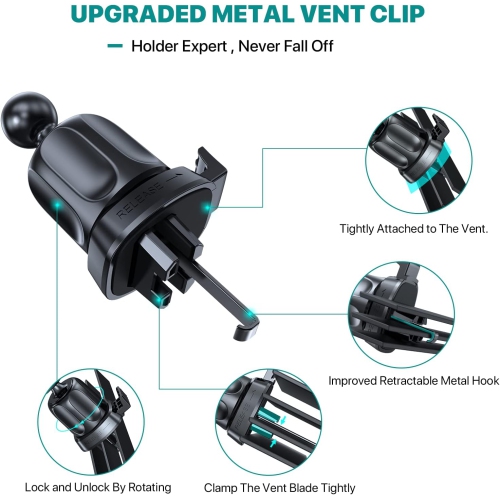 [Holder Expert] M Magnetic Phone Holder for Car, [Upgraded Steel Hook&Strong Magnets] Aluminium Alloy Hands Free Car Phone Mount, Air Vent Cell Phone