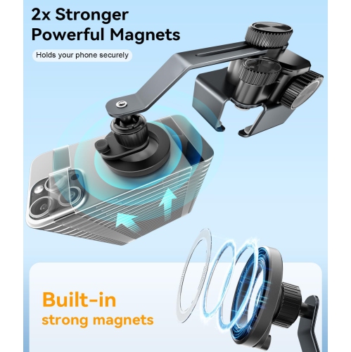 C for Tesla Phone Mount [Strongest Magnetic] Metal Car Mount for Model 3/Y/S/X, Liftable Design, No Glue Required,Compatible with MagSafe iPhone