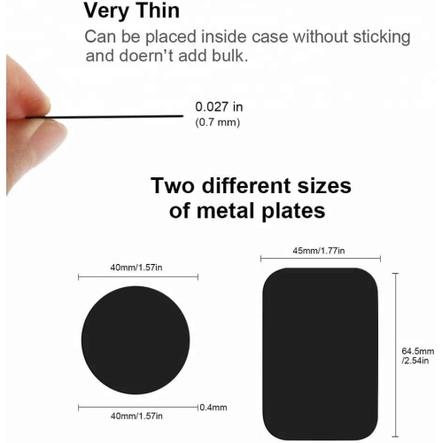 S Replacement Metal Plates Set for Magnetic Car Phone Holders, Wall & Air Vent Mounts, Cases, Magnets. Kit of 4 Black Round Iron Discs Without Holes.