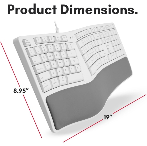 Refurbished - Macally MERGOKEY Ergonomic USB Wired Keyboard with Palm Rest | Designed for Mac | Split & Sloped Layout – Ideal for Mac Users,