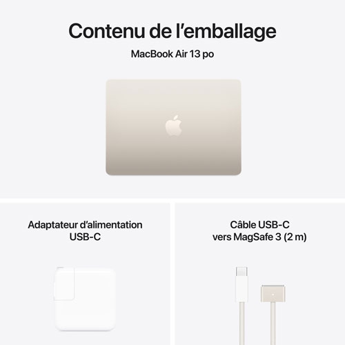 Open Box - Apple MacBook Air 13.6" w/ Touch ID - Starlight (Apple M4 / 24GB RAM / 512GB SSD) - French