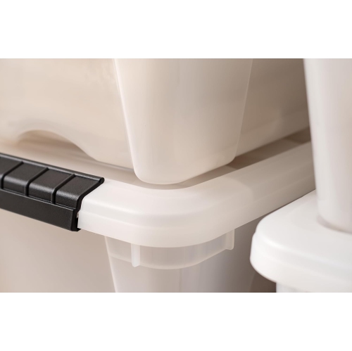 IRIS USA 12 L Plastic Storage Box with Lid and Latches - 6 Pack - BPA-Free, Discreet Organizing Solution, Durable Nestable Stackable Containers,