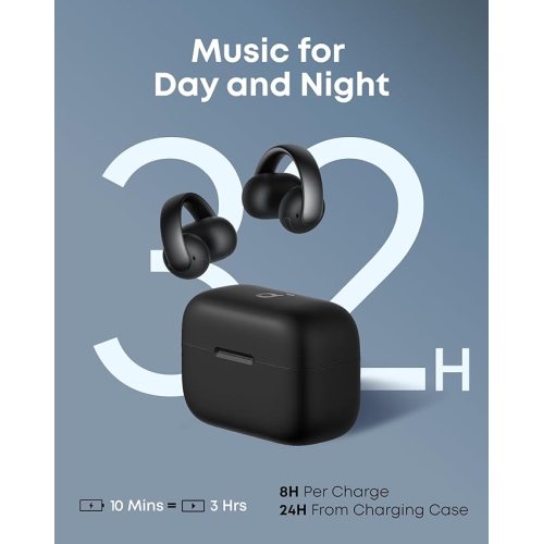 Soundcore AeroClip by Anker, Open-Ear Earbuds, Clip-On Headphones, Adaptive Comfort, Clear Calls with 4 Mics and AI, Stable Fit, 12mm Drivers for