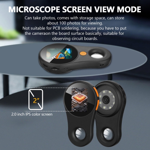 Portable Handheld Digital Microscope with 2.0inch IPS Color Screen 500x Magnification 200w Pixel USB Microscope Compatible with Windows Mac OS