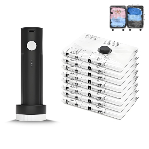 Travel Vacuum Bags for Luggage with Portable Electric Pump, 8 Medium Packing Seal Bags for Clothing Suitcase Backpack, Space Saver Compression