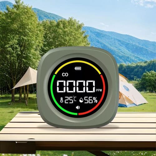 3 In 1 Carbon Monoxide Detector Rechargeable CO Air Quality Monitor CO Temperature Humidity Detector for Outdoor Camping RV Car