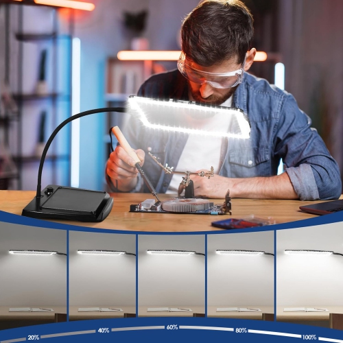 3x Large Rechargeable Magnifying Glass, Desktop Magnifier with 48 LED Light USB Rechargeable Magnifier for Reading Repair Tasks