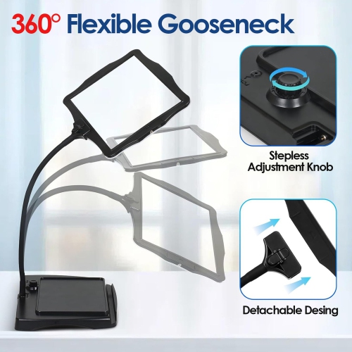 3x Large Rechargeable Magnifying Glass, Desktop Magnifier with 48 LED Light USB Rechargeable Magnifier for Reading Repair Tasks