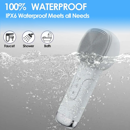 Silicone Facial Cleanser,Red and Blue Light Vibration Facial Cleanser, Hot and Cold Compress Electric Massage Beauty Device