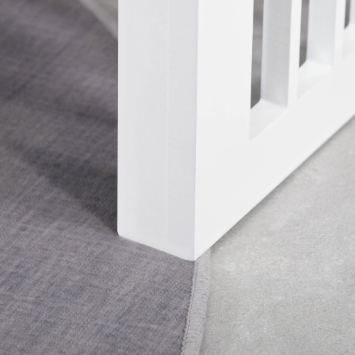 PawHut Deluxe Double Pet Dog Bowl Feeding Watering Station Wooden Stand Pet Feeder Elevated Base Cat Puppy Twin Bowls Stainless Steel, White