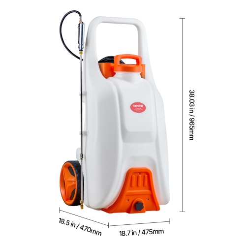 VEVOR 13.1 Gallons Battery-Powered Sprayer with Wheeled Cart, Electric Weed Sprayer, Adjustable 0-80 PSI, Yard Lawn Sprayers with Wheels, 5 Nozzles &